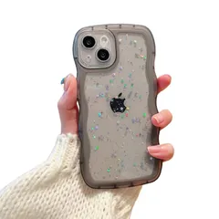 きらきら iPhone 16 ケース クリア 透明 ラメ入り 星 キラキラ ウエーブ 波型フレーム かわいい アイフォン16 カバー 大人 可愛い デコレーション 女性 人気,黒 0