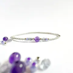 【2月誕生石】スッキリ魅せ叶う 天然石のミサンガブレスレット * 小福の彩り / アメジスト *