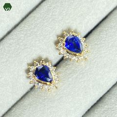 24-21】サファイア ダイヤモンド ピアス S0.78ct D0.1ct - メルカリ