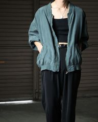 fade silk bomber jacket blouson moss green シルク ボンバー ジャケット ブルゾン オーバーサイズ フェード 深緑 80s 90s