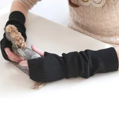 【在庫セール】アームカバー 冬 40cm 手袋ニット スマホ操作 ハンドウォーマー レディース 防寒アームウォーマー 指掛けタイプ アームウォーマー グローブ 手荒れ