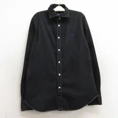 古着 ラルフローレン 長袖 ブランド シャツ キッズ ボーイズ 子供服 ワンポイントロゴ 黒 ブラック 24aug31