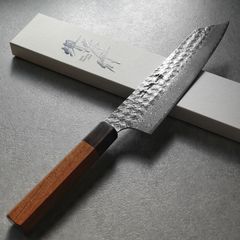 【堺孝行】 包丁 和剣型牛刀 190mm 33層ダマスカススーパーゴールド2 粉末ハイスステンレス鋼 紫檀柄 送料無料 ギフトラッピング対応 14074