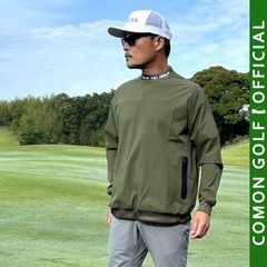 新品【COMONGOLF/コモンゴルフ】止水ポケット付きウィンドブレーカー/カーキ(CG-JK301S)ゴルフウェア 春秋 長袖 撥水 シャカシャカ プルオーバー ピステ モックネック ストレッチ M L XL 2XL 3XL LL XXL XXXL