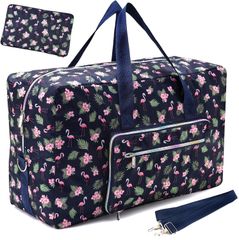 Color:ダークブルー Leweet ボストンバッグ 大容量 旅行バッグ 折りたたみ ボストンバッグ 50L 軽量 撥水 入院バッグ 可愛い ボストンバッグ レディース 旅行カバン 大容量 靴収納旅行バッグ スーツケース固定/機内持ち込み/修学旅行１泊 ２泊