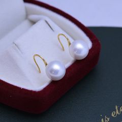 13mm♪ホワイト池蝶淡水本真珠❣️フック♪パールピアス『りんりん手作 
