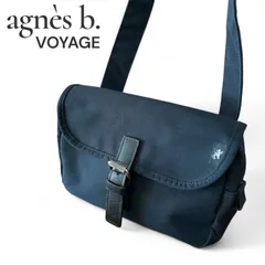 agnes b.VOYAGE アニエスベーボヤージュ ブラック ショルダーバッグ ナイロン フラップ バックル レザーベルト ガンメタル金具 レディース ミニバッグ 699KZ