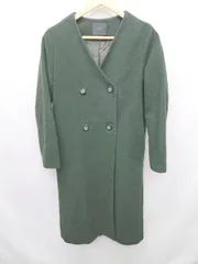 ◇ KBF ケービーエフ ノーカラー バックスリット シンプル 長袖 コート サイズOne ダークグリーン系 レディース P  【1403110003784】