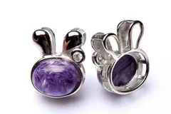 シルバー925 チャロアイト 7x9mm うさぎモチーフ ペンダントトップ 1個売り パワーストーン 天然石 _PRG1401