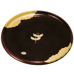 紀州塗り ８寸 丸盆 溜 金雲昇鶴 お盆 トレー トレイ おぼん 日本製 国産
