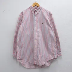XL/古着 ラルフローレン 長袖 ブランド シャツ メンズ 90s YARMOUTH コットン ボタンダウン 薄赤他 レッド チェック 25mar21 中古 トップス