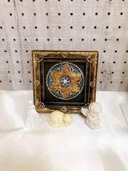 箔押し 箔 開運絵画 魔よけフラワーオブライフ  金箔風 マンダラ  9cm✖️9cm ましかくのサムネイル