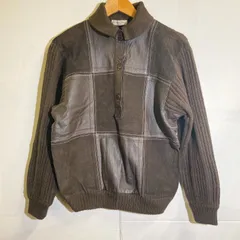 Cesare Piccini チェーザレピッチーニ レザー×ニットセーター ボタン プルオーバー ブラウン レディース MADE IN ITALY 長袖のサムネイル