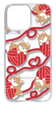 【新品未使用】iPhone15 Pro Max アイフォン15プロマックス クリア ハードケース (柴犬と毛糸玉) ドット 水玉 北欧 柴犬 動物 おしゃれ オシャレ 可愛い cl-ip15promax-269