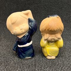 陶器 ミニフィギュリン 2体セット ヨーロッパ風 人形 置物 昭和レトロ