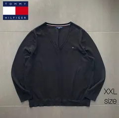 トミーヒルフィガー　フラッグ刺繍ロゴ　Vネック　薄手ニットセーター　XXLサイズ