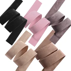 Studio Curtain ベロア リボン 両面 ヘアアレンジ 結婚式 ブライダル ウェディング お呼ばれ パーティー 別珍 黒 5色 セット 25mm (5色セット, 1.5m) [5色セット] [1.5m]