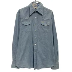 KENNINGTON 長袖 無地シャツ L 程 ライトブルー ケニントン ボタン 胸ポケット カジュアルシャツ 古着卸 アメリカ仕入 a612-8025