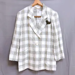 レリアン Leilian ジャケット S1B 長袖 チェック ホワイトxグリーン系 11サイズ 878735