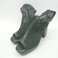 ◇ ⊂ attagirl アタガール 夏デザイン レースアップオープントゥヒールサンダル サイズM ブラック系 レディース E  【1507280010778】