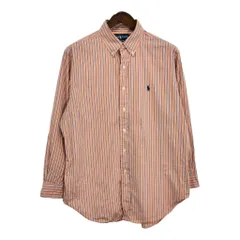 90年代 RALPH LAUREN ラルフローレン 長袖シャツ ストライプ オレンジ (メンズ 16 1/2) 中古 古着 S0371