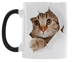 1個 【morning place】 小猫 マグカップ 色が変わる 可愛い デザイン 壁を破る ネコ プレゼント 贈り物 に (1個)