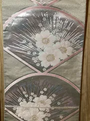 帯【袋帯】六通柄　銀　シルバー　ピンク　梅　桜