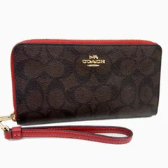美品 定価66,000円◇COACH  C4452 コーチ シグネチャー ラウンドジップ ウォレット ストラップ付き 長財布 レディース