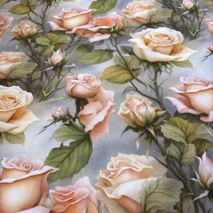 新仕様　1㍍長とても綺麗な薔薇の綿シーチングプリント生地ハギレ布　☆ユキエ☆生地＆天然石