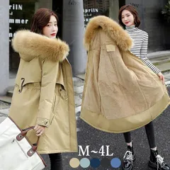 裏ボア　ふわふわ　もこもこ 防寒 　中綿コート ダウン　コート　レディース 綿入れ　中綿 コート　中綿モッズコート　フード付き ファー付き 　大きいサイズ　ミディアム丈　温かい　軽量　冬　 M L 2L　3L　4Lxiaokb82