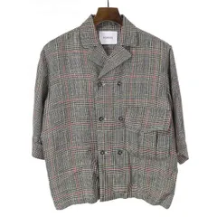FOMMEフォムショートスリーブレーヨンチェックダブルジャケットグレーサイズ:Sレディース