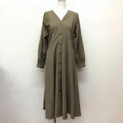 タグ付 KBF Vネックシャツワンピース フィット&フレア レイヤード ベージュ