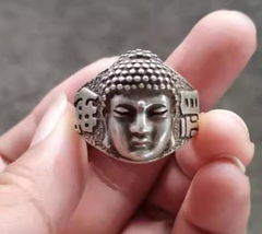 銅細工 釈迦仏頭指環 指輪 装飾品 工芸品 美術品 置物