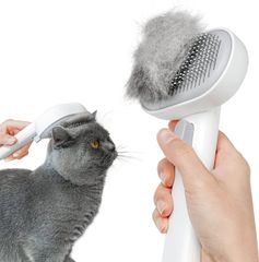 【正規品】SanMori 痛くないヒーリングブラシ。猫・犬兼用、長毛・短毛対応。ボタン一押しで抜け毛簡単除去。