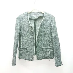 ◇ BY ZOE ツイード ノーカラー 韓国風 長袖 ジャケット 表記なし ブラック レディース E  【1309250045182】