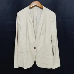 #snc レリアン Leilian ノーカラー ジャケット 9 ベージュ系 麻混 イタリア製生地 レディース [945837]