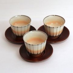 美濃焼 鼠志野 作家 ひろ窯 藤井敬之作 茶器 湯呑み3客 - メルカリ