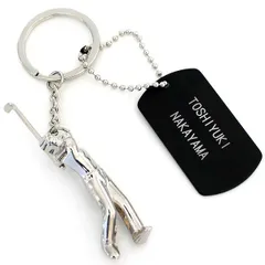 ◇名入れ 記念品 ゴルフ キーホルダー 名前 タグ付き ネームタグ 名札 アルミプレート アルミ札 ボールチェーン　卒団 卒園 部活 部活動 お揃い 友達 かわいい 子ども 子供 スポーツ お祝い 卒部 卒業 記念 プレゼント
