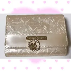 エナメル hello kitty(ハローキティ) 財布 GOLD ベージュ カードウォレット モノグラム 白 ギャル