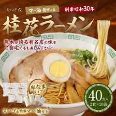 【大満足 2食入×20袋】熊本 桂花ラーメン 豚骨＆鶏ガラWスープ