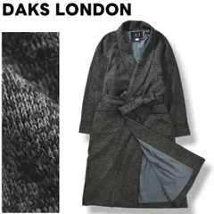 【上品】 日本製 ダックス ロンドン DAKS LONDON ニット ガウン コート ロング ラグランスリーブ ノーベント ショールカラー 総裏地 M グレー ブリティッシュ カジュアル ウェア メンズ