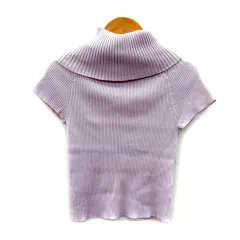 フリージアバイフリーズマート Freesia by FREE'S MART リブニット カットソー 半袖 オフタートルネック 無地 M ラベンダー /SY23