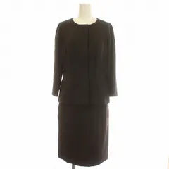 セオリーリュクス theory luxe スーツ セットアップ スカート ひざ丈 ノーカラー ジャケット 38 M 茶 ブラウン /☆Gのサムネイル