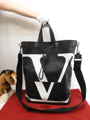 ヴァレンチノ メンズトートバッグ VLTN レザー黒 s付ハンドバッグ 極美品@ 10のサムネイル