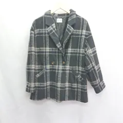 ■ vis-`a-vis チェック柄 長袖 ジャケット サイズF ブラック ホワイト ブルー レディース E  【1406050072438】