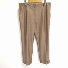 #s ミラショーン mila schon パンツ 44 茶 麻混 リネン混 スラックス クロップド丈 ダブル仕様 大きいサイズ レディース [838431] k01