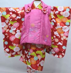 七五三 三歳 女児 被布着物フルセット 百花繚乱 NO33263 七五三 3歳 3才 三歳 三才 女児 女の子 被布 着物フルセット