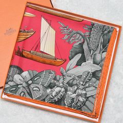 HERMES エルメス カレ90 スカーフ 「世界の帆船」箱なし