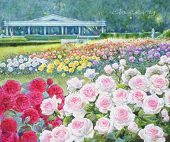 【一点物】『　ローズ　キャッスル　（薔薇の城）　』油絵 F20号　油彩　油画　絵