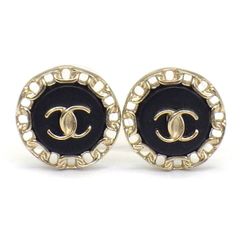 シャネル CHANEL ピアス ココマーク A19V AB0205 2019年 ラウンド サークル ストラス(ラインストーン) GP ブラック レジン 【中古】